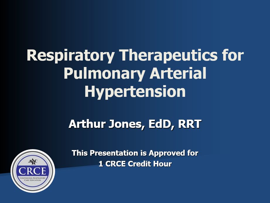 Respiratory Therapeutics for Pulmonary Arterial Hypertension